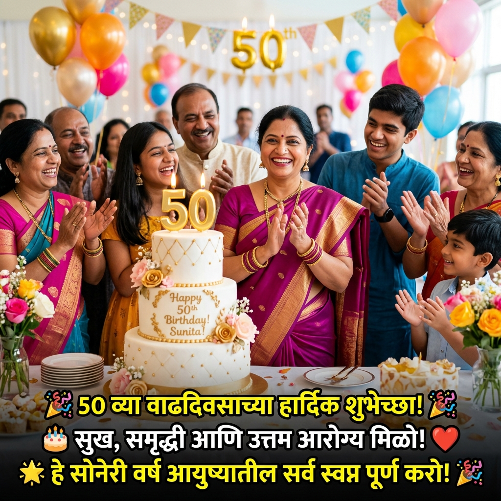 50th Birthday Wishes in Marathi