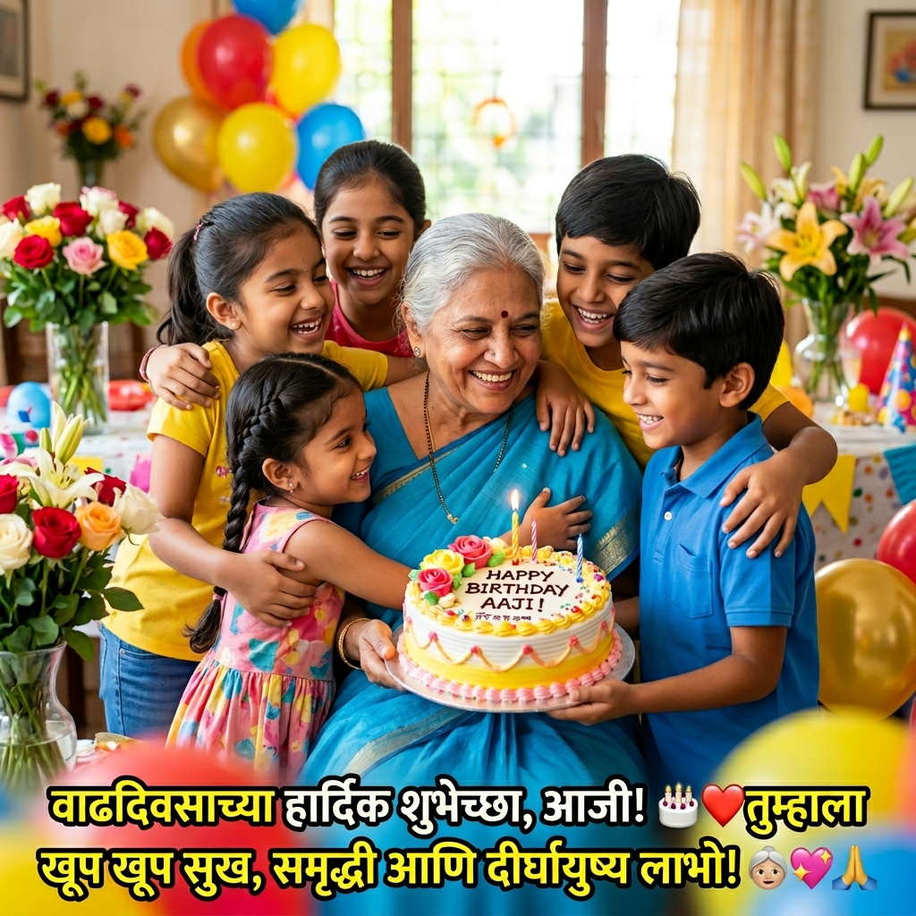 Birthday Wishes for Aaji (Grandmother) in Marathi