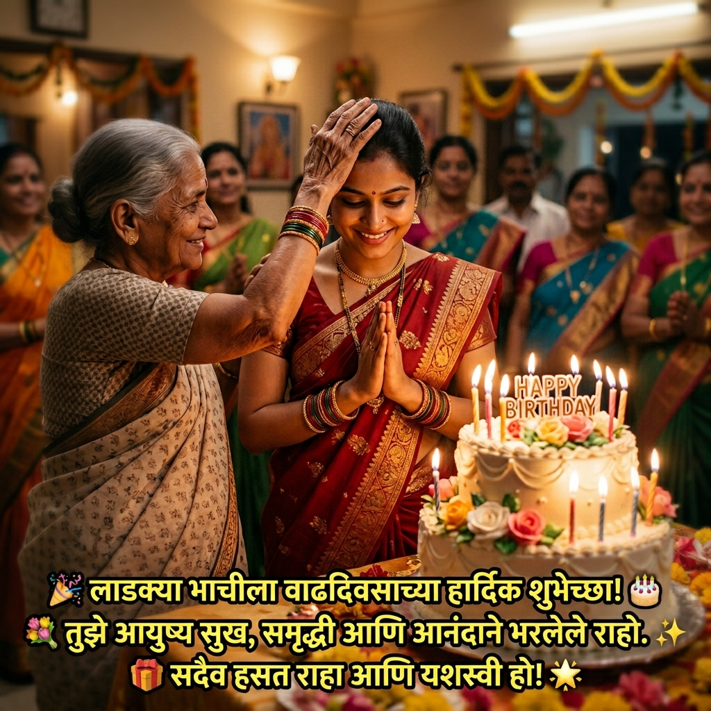 Birthday Wishes for Bhachi (Nephew's wife) in Marathi