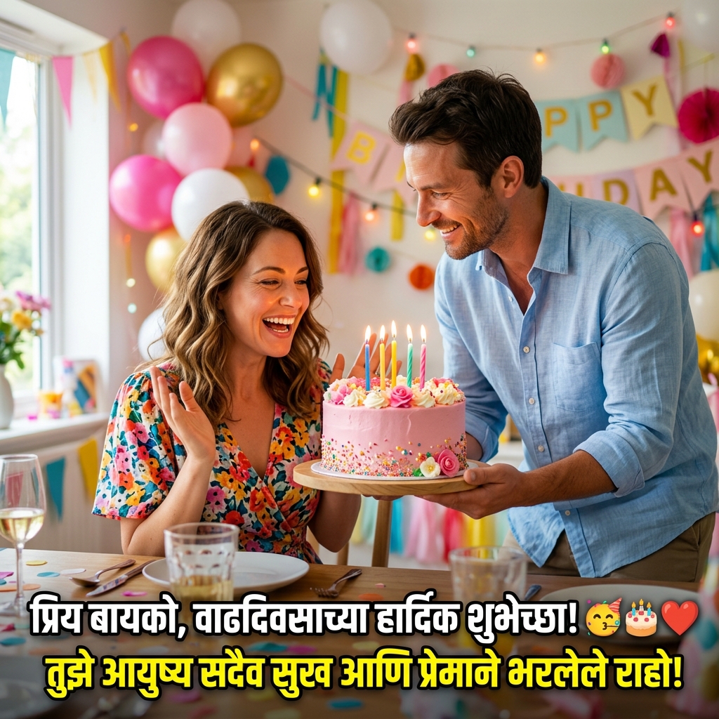 Birthday Wishes for Wife/Bayko in Marathi